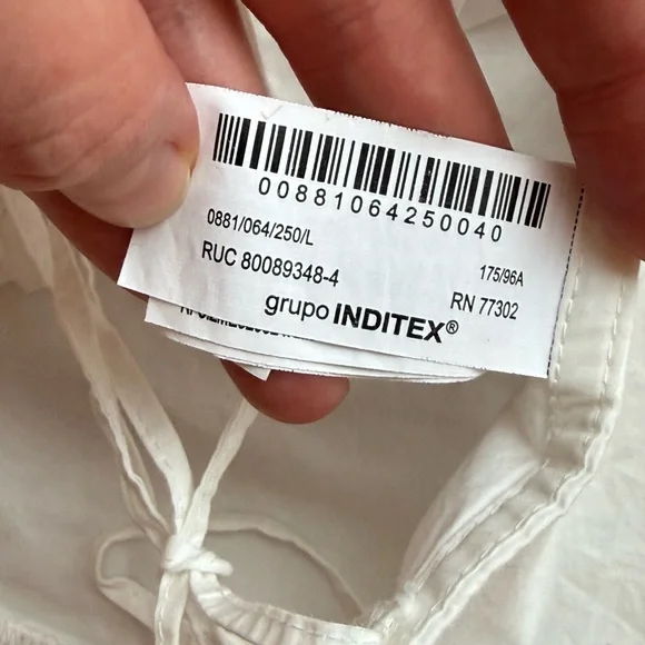 ZARA White Open Back Lace-Up Top | Puff Sleeve Euro Summer Blouse | Size L - Picture 11 of 12